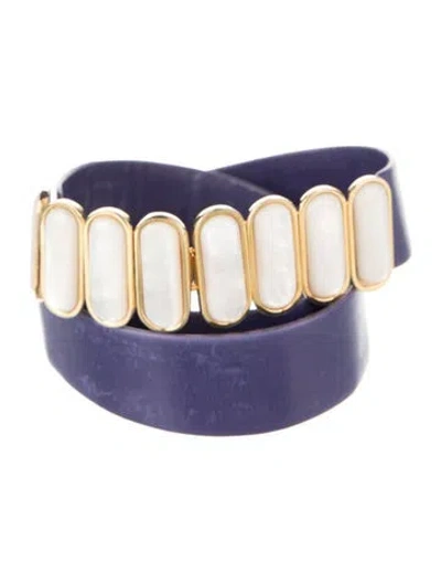 Pre-owned Judith Leiber Leather Waist Belt In Purple
