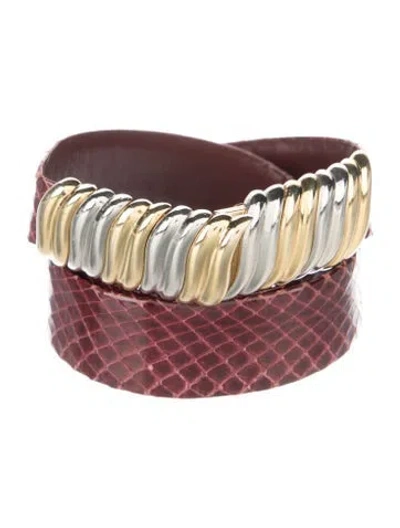 Pre-owned Judith Leiber Leather Waist Belt In Red