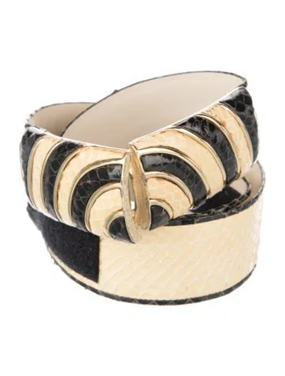 Pre-owned Judith Leiber Leather Waist Belt In Yellow