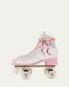 Judith Leiber Let's Roll Roller Skate Crystal Minaudiere In Silver Rhine Multi