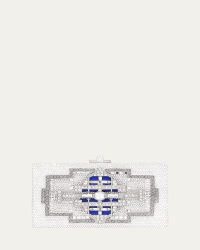 Judith Leiber Lillian Sleek Crystal Rectangle Clutch Bag In Silver