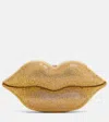 Judith Leiber Lips Small Crystal-embellished Clutch In Gold