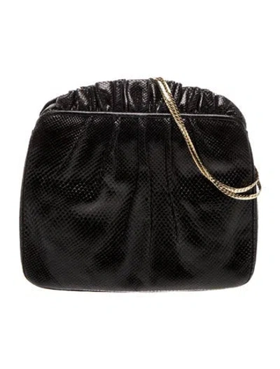 Pre-owned Judith Leiber Lizard Bucket Bag In Black
