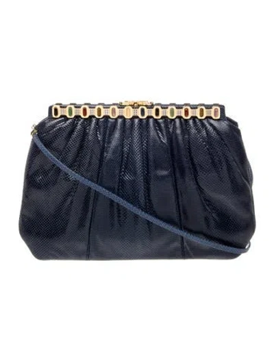 Pre-owned Judith Leiber Lizard Clutch In Green
