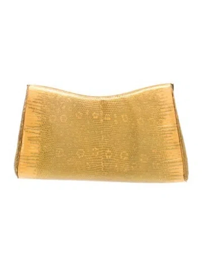 Pre-owned Judith Leiber Lizard Clutch In Green/yellow