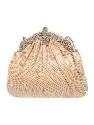 Pre-owned Judith Leiber Lizard Clutch In Neutrals