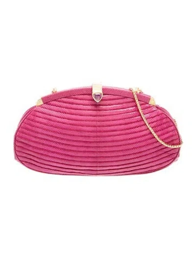 Pre-owned Judith Leiber Lizard Clutch In Pink