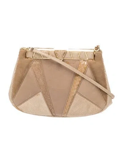 Pre-owned Judith Leiber Lizard Crossbody Bag In Neutral