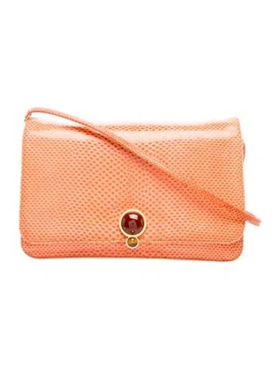 Pre-owned Judith Leiber Lizard Crossbody Bag In Orange