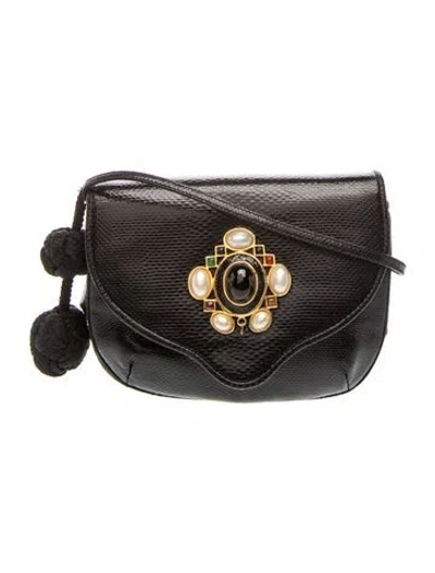Pre-owned Judith Leiber Lizard Crossbody Bag Vintage In Black