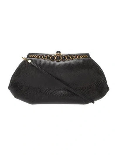 Pre-owned Judith Leiber Lizard Evening Bag In Black