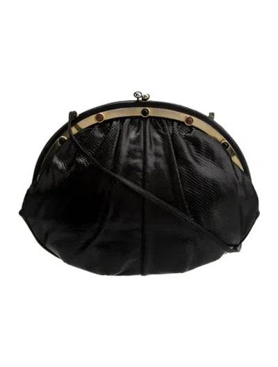Pre-owned Judith Leiber Lizard Evening Bag In Black