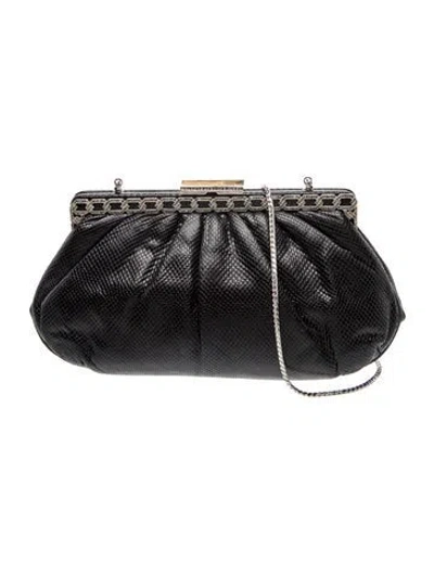Pre-owned Judith Leiber Lizard Evening Bag In Black