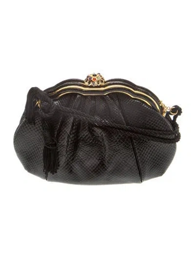 Pre-owned Judith Leiber Lizard Evening Bag In Black