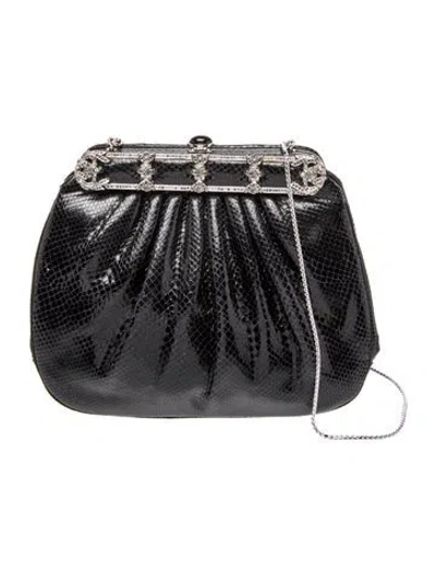 Pre-owned Judith Leiber Lizard Evening Bag In Black