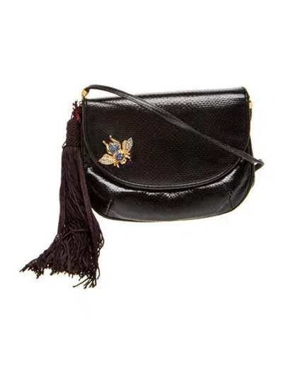 Pre-owned Judith Leiber Lizard Evening Bag In Black