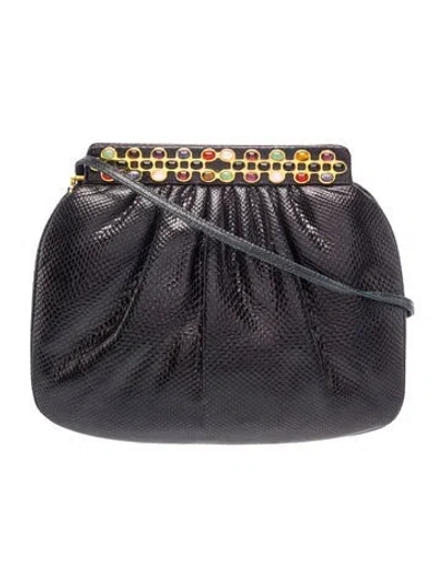 Pre-owned Judith Leiber Lizard Evening Bag In Black