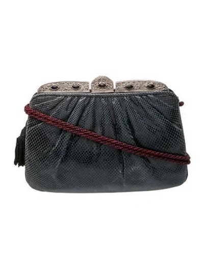 Pre-owned Judith Leiber Lizard Evening Bag In Blue
