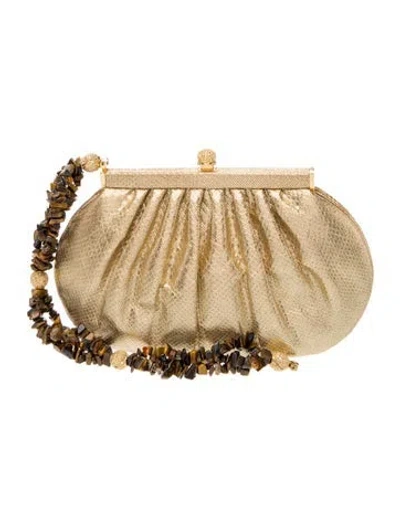 Pre-owned Judith Leiber Lizard Evening Bag In Gold