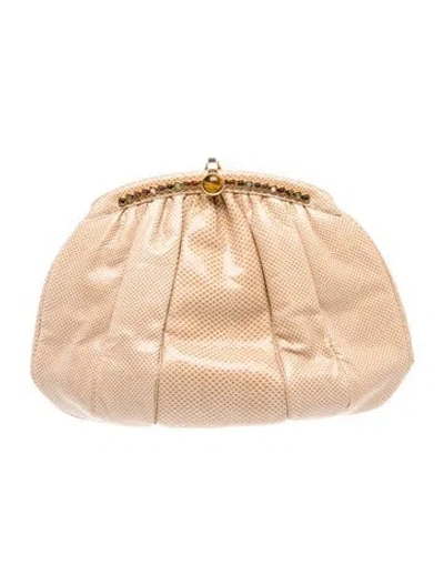 Pre-owned Judith Leiber Lizard Evening Bag In Neutral