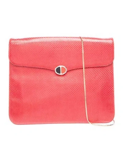 Pre-owned Judith Leiber Lizard Portfolio In Red