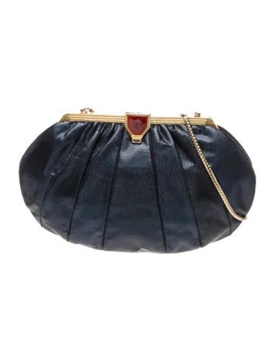 Pre-owned Judith Leiber Lizard Shoulder Bag In Blue
