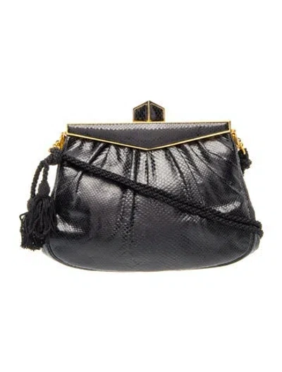 Pre-owned Judith Leiber Lizard Shoulder Bag In Blue