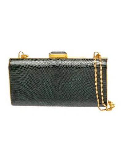 Pre-owned Judith Leiber Lizard Shoulder Bag In Green