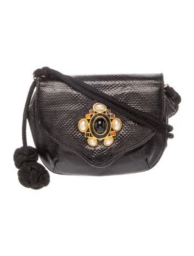 Pre-owned Judith Leiber Lizard Shoulder Bag Vintage In Black