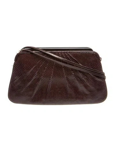 Pre-owned Judith Leiber Lizard Top Handle Bag In Brown