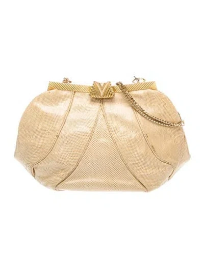 Pre-owned Judith Leiber Lizard Top Handle Bag In Neutral