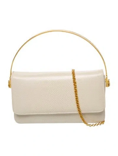 Pre-owned Judith Leiber Lizard Top Handle Bag In Neutrals