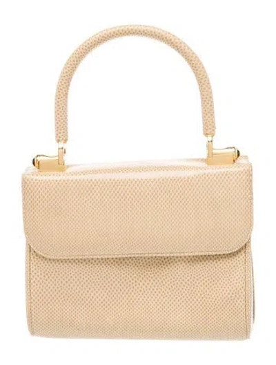 Pre-owned Judith Leiber Lizard Top Handle Bag In Neutrals