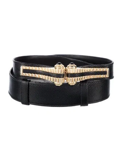 Pre-owned Judith Leiber Lizard Waist Belt In Black
