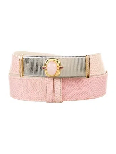 Pre-owned Judith Leiber Lizard Waist Belt In Pink