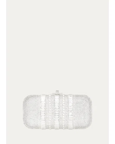 Judith Leiber Long Slide Crystal Clutch Bag In Silver
