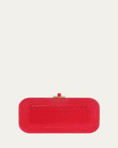 Judith Leiber Long Slide Crystal Minaudiere In Champagne Light Siam