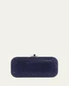 Judith Leiber Long Slide Crystal Minaudiere In Blue