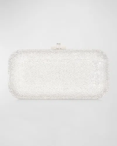 Judith Leiber Long Slide Crystal Minaudiere In Silver Rhine