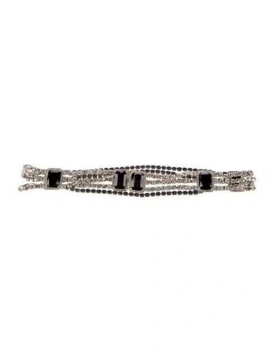 Pre-owned Judith Leiber Metal Crystal Embellishments Waist Belt In Silver