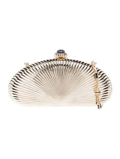 Pre-owned Judith Leiber Metal Minaudière In Gold/metallic