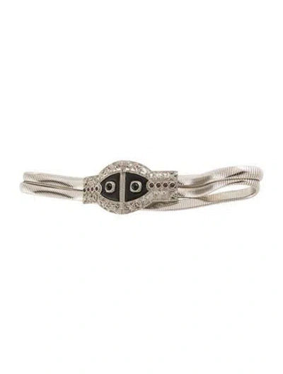 Pre-owned Judith Leiber Metal Waist Belt In Silver