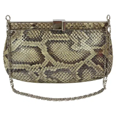 Pre-owned Judith Leiber Metallic Snakeskin Shoulder Bag In Brown