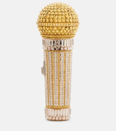 Judith Leiber Microphone Small Crystal-embellished Clutch In Gold