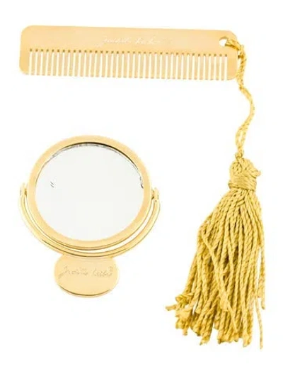 Pre-owned Judith Leiber Mini Comb And Mirror Bag Accessories In Gold