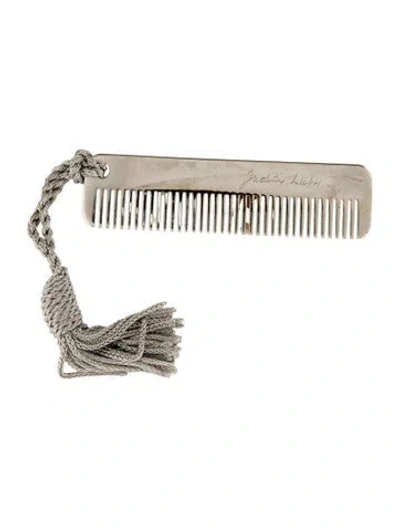 Pre-owned Judith Leiber Mini Hair Comb In Metallic/silver