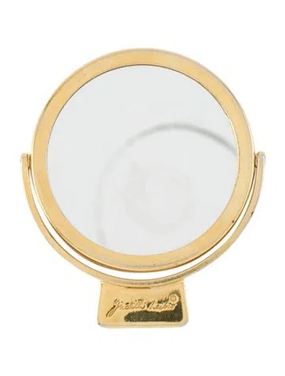 Pre-owned Judith Leiber Mini Travel Mirror In Gold
