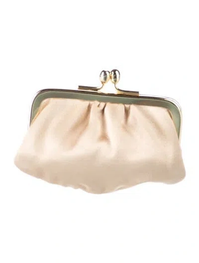Pre-owned Judith Leiber Miniature Satin Cosmetic Bag In Neutral
