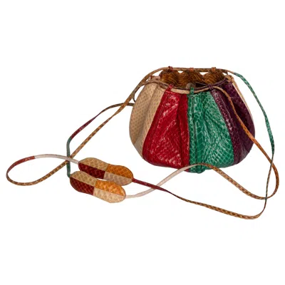 Pre-owned Judith Leiber Multicolored Snakskin Beach Ball Shoulder Bag, 1980s In Brown