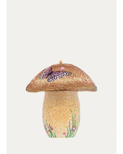 Judith Leiber Mushroom Bella Crystal Clutch Bag In Brown